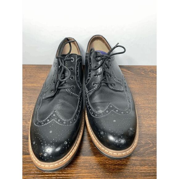Bostonian Men's Derby Oxford Shoes Lace Up Almond Toe Black Leather Size 9M - Picture 3 of 9